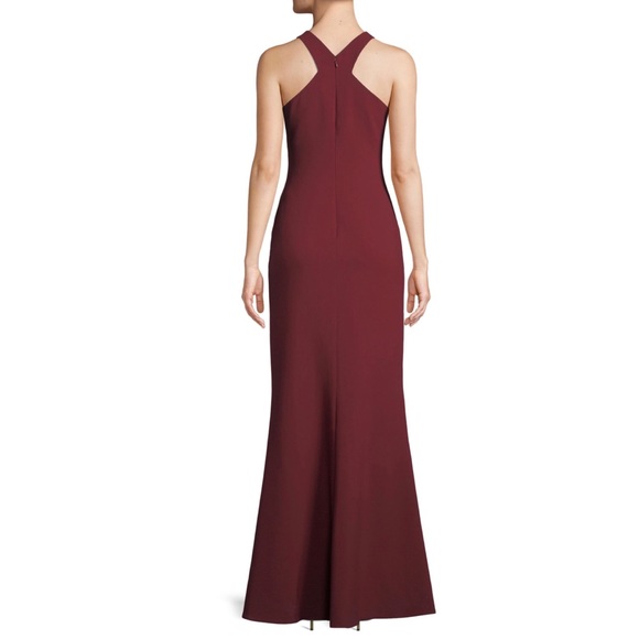 Likely Kingsbury Garnet Long Crepe Evening Gown Dress with Front Slit - Picture 3 of 15